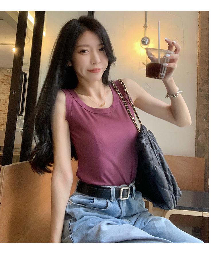 Women's Summer Slimming Vest, Large Size, Short Style, Sleeveless, Anti-Exposure, Threaded Design, Model 8008#