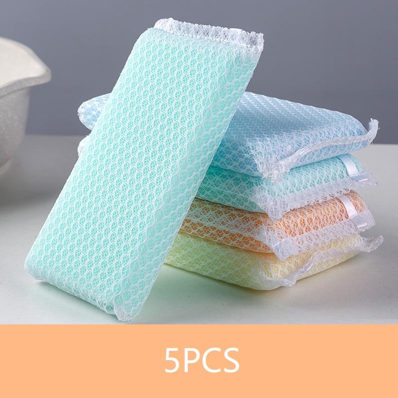 5/10 Pcs Dish Sponge Non Stick Scouring Pad Cleaning Supplies Resilient Net Foaming Easily For Pan Bowl Sponges Scouring