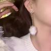 Autumn and Winter New Temperament Pom-pom Ball Flash Zirconium Fringed Stud Earrings Women's Sweet Fashion Gentle and Versatile Atmosphere Earrings