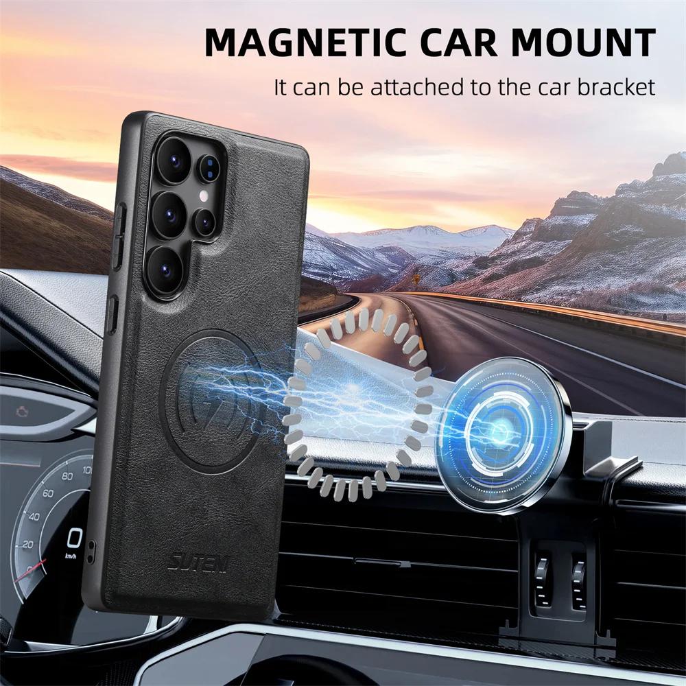 For MagSafe Magnetic Detachable Wallet with Card Holder Phone Case for Galaxy S25 S24 S23 S22 Ultra Leather Protective Cover