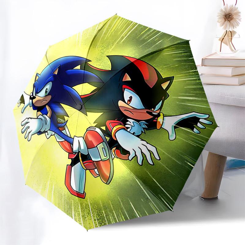 

1pc Sonic & Shadow: Automatic Opening Folding Umbrella - 8 Bone Iron Frame, Portable Design for Outdoor Use, Ideal Gift for Fans, Travelers, Daily Use