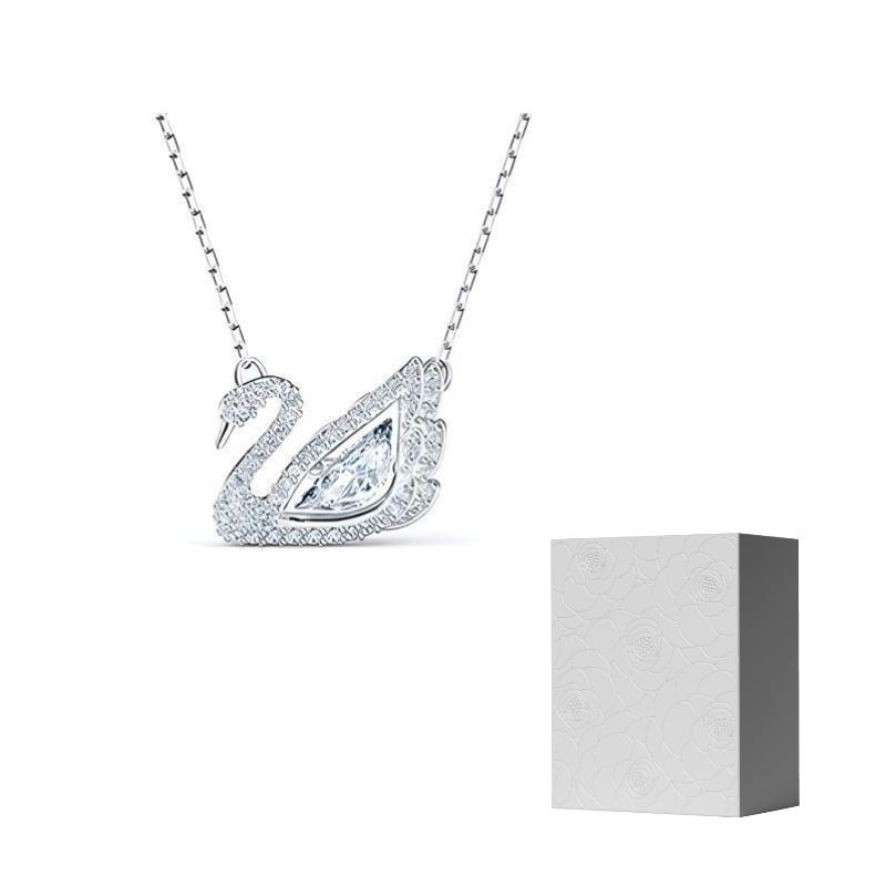 Swarovski Crystal embellished Logo Pendant Chain F-Camellia Embossed Gift Box белый