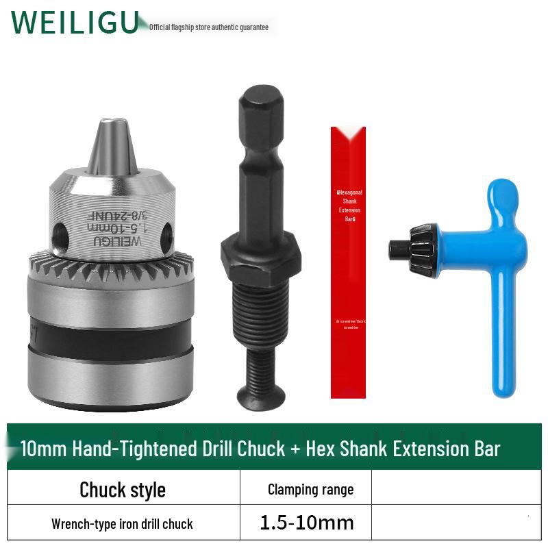 Electric Hammer Drill & Ratchet Wrench with Self-Locking Metal Chuck (0.8-16mm) and Air Impact Conversion Chuck