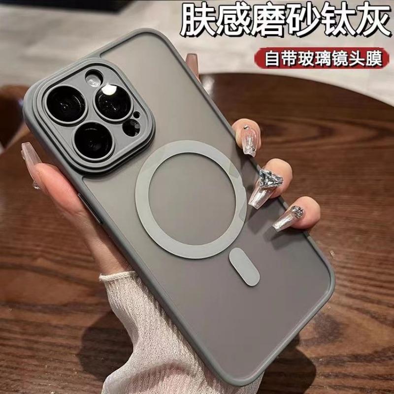 Magnetic Frosted Semi Transparent Hard Phone Case With Lens Protection For Apple Iphone