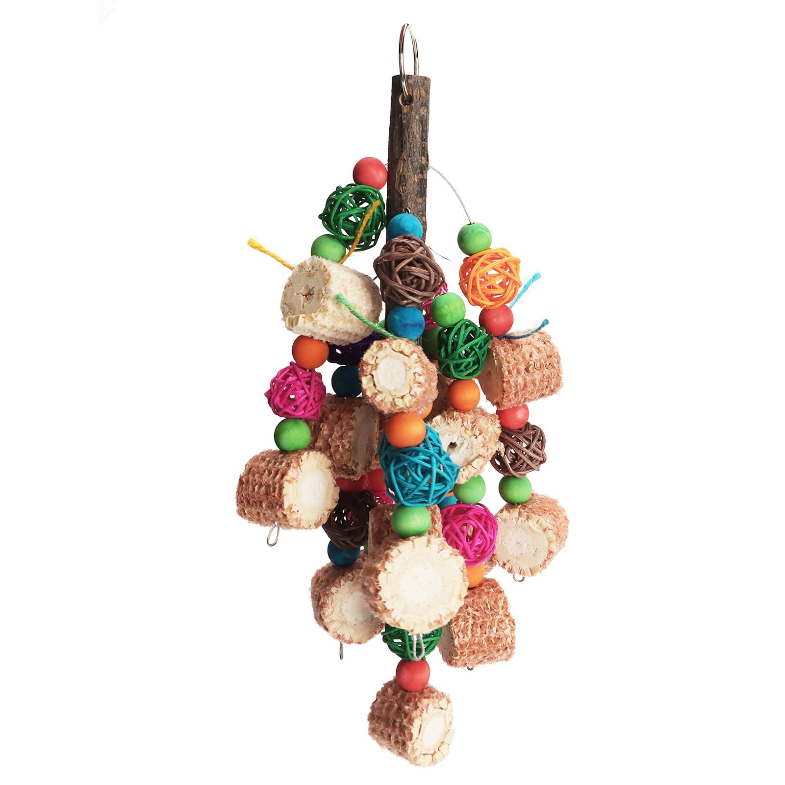 

Bird Corn Cobs Toy Colorful Beak Grinding Parrot Climbing Chewing Toy with Hook for Cockatiels Budgies Macaws