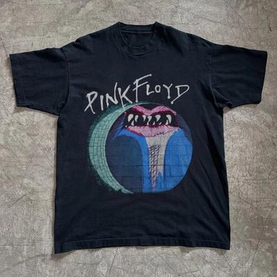 Vintage 1982 Pink Floyd The Wall Tour Unisex Zwart T-shirt, Maat S-4XL
