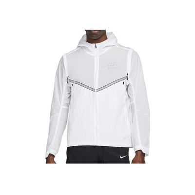 Unifarbene gewebte wasserabweisende Sport-Kapuzenjacke für Herren Jacken Weiß DM4774-100