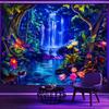 2D Blacklight Waterfall Tapestry Psychedelic Forest Wall Hanging for Bedroom Decor