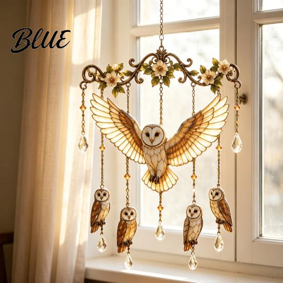 Accessoires de Jardin Carillon à Vent Colibri Carillons pour l'Extérieur Vitrail & Cristal Capteur de Soleil Cadeaux Amateurs d'Oiseaux Femme Carillon à Vent Coloré