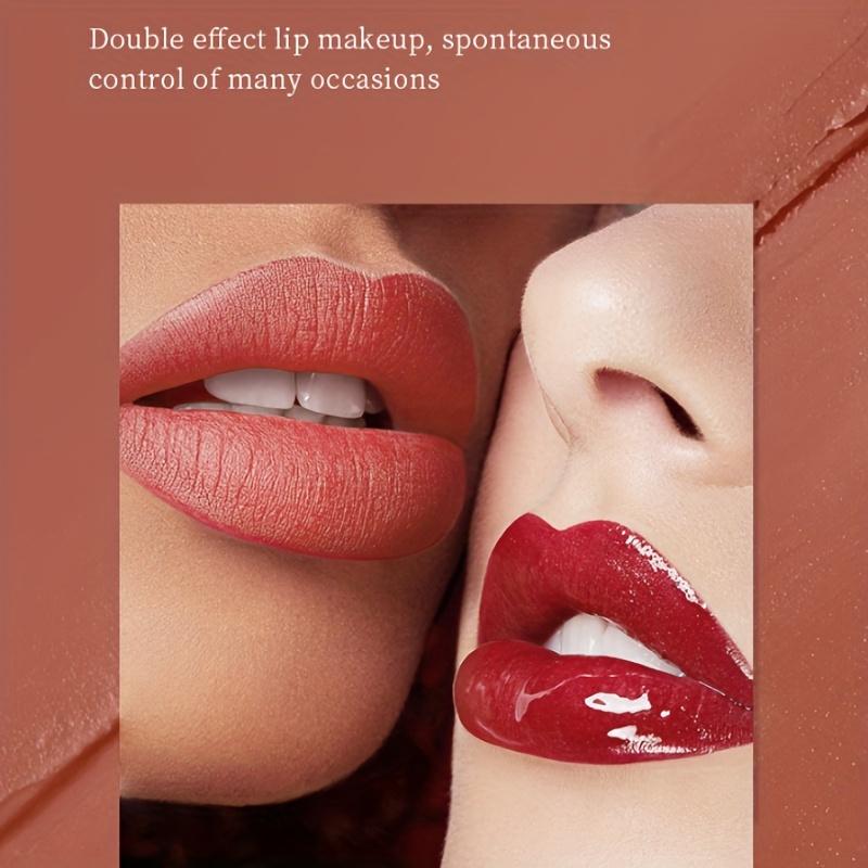 Doppelendige Samt-Lippenglasur ist bequem zu tragen. Feuchtigkeitsspendende, matte, matte, antihaftbeschichtete Tasse. Dreizweck-Lippenfärbe-Lipgloss-Lipgloss-Set