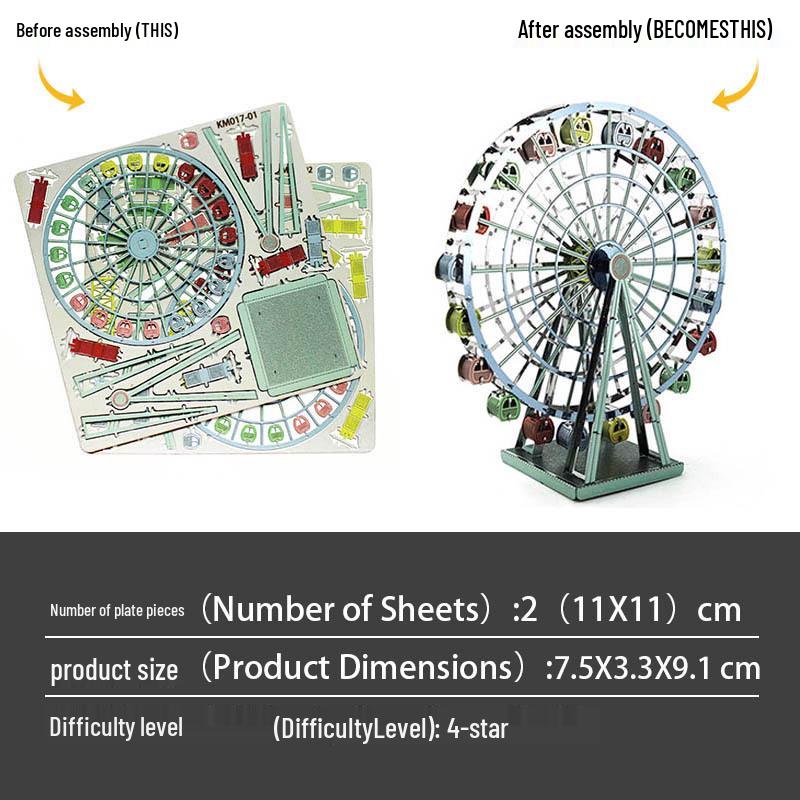 All-Metal Stainless Steel 3D Ferris Wheel DIY Puzzle Toy