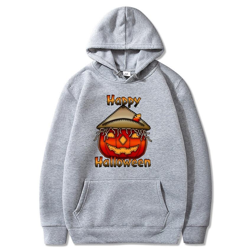 Halloween Autumn Winter Happy Halloween Printed Hoodie Men's Fashion Warm Sweatshirt Casual Street Wear Warm Hoodie