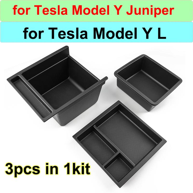for Tesla Model Y L YL 2026 Center Console Storage Box Armrest Box Organizer Tray Model Y Juniper 2025 TPE Bottle Cup Holder