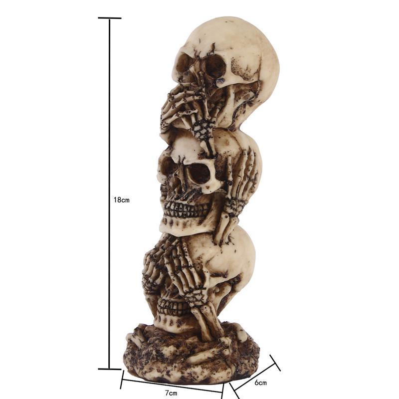 Vânzare de lichidare Model Craniu Halloween Vezi/Auzi/Nu vorbi Poziție Rău Raft de expunere Gotic Înfricoșător Masă Decor Craniu Statuetă Colecție Horror