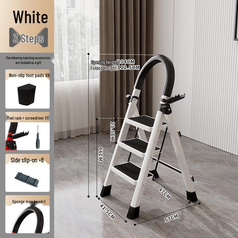Red Multi-Functional Portable Indoor Folding Ladder: Lightweight, Thickened, Telescopic A-Frame - Ideal Housewarming Gift