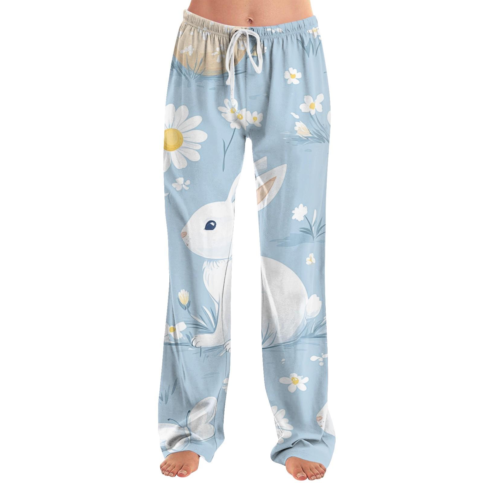 

Женские модные свободные повседневные брюки с пасхальным принтом S белый