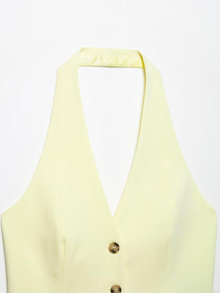 Spring 2025 European & American Women's Halter Neck Vest Top + Pants Set