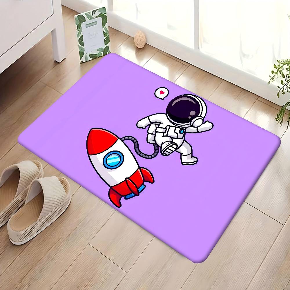 Мультяшный коврик для ванной с ракетой и астронавтом, нескользящий, впитывающий воду, длинный коврик-подушка, коврик для спальни, приветственный придверный коврик 50x80 cm