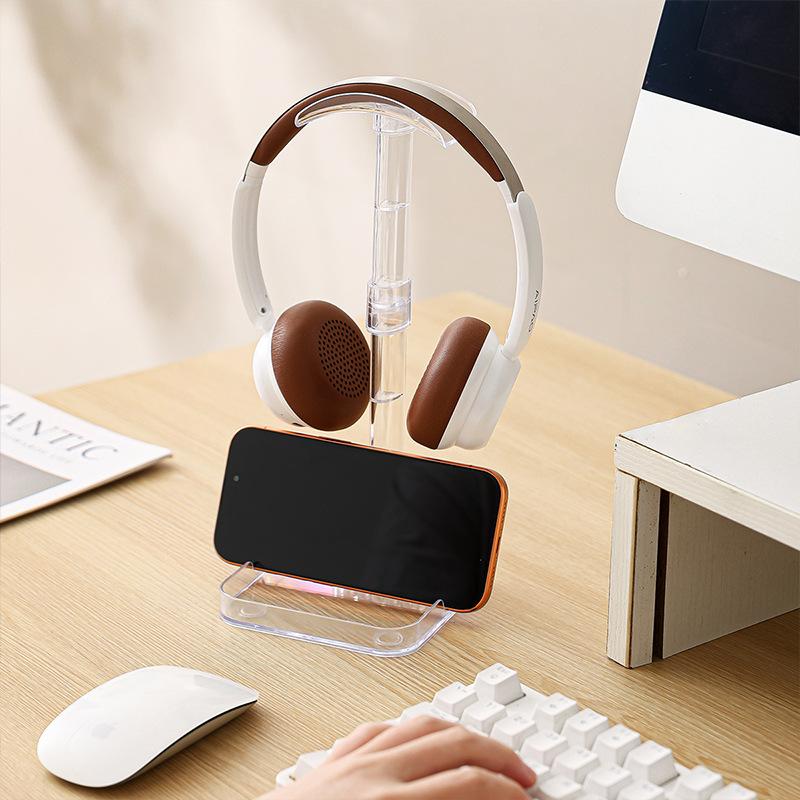 1Pc Headphone Stand With Base Universal Headphone Stand Hanger Transparent Headset Storage Rack Multi-Function Detachable Stand