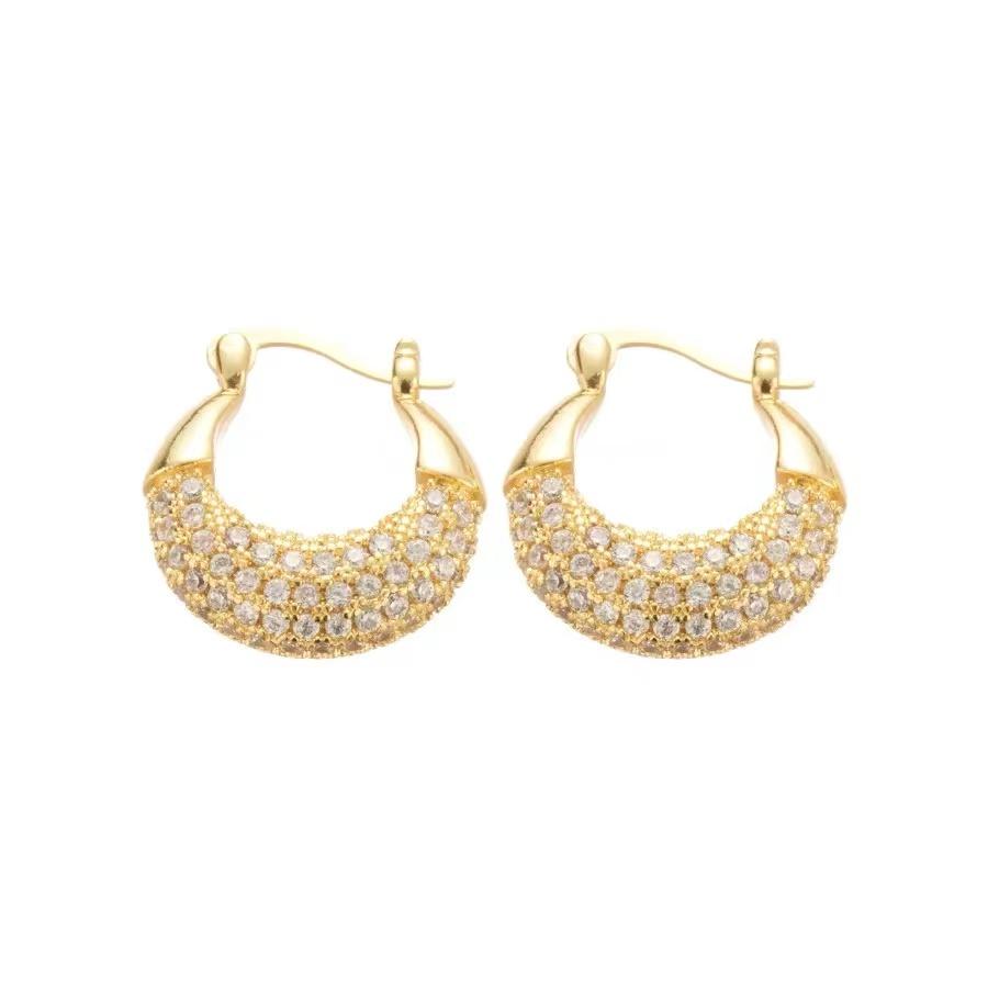 Sparkling Micro Inlaid Zircon Metal U-shaped Earrings for Women's Light Luxury Jewelry Christmas Party Exquisite Ear Accessories