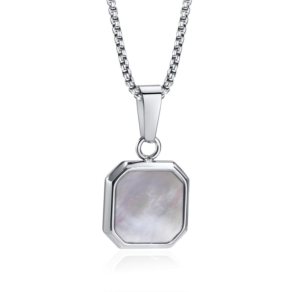 Square Natural Stone Necklaces for Men Women,Waterproof Multiple Colors Geometric Pendant Collar,Trendy Jewelry Gifts