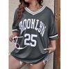 Brooklyn Print T-Shirt Damen Sommer Sport Atmungsaktives T-Shirt Mode Oversize Lässig Fußballtrikot Streetwear Sportbekleidung Top