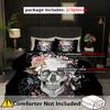 Skeleton Rose 3d Printed Duvet Cover Set Halloween Gothic Style Bedding Set Polyester Soft Comfortable Quilt Cover Pillowcases