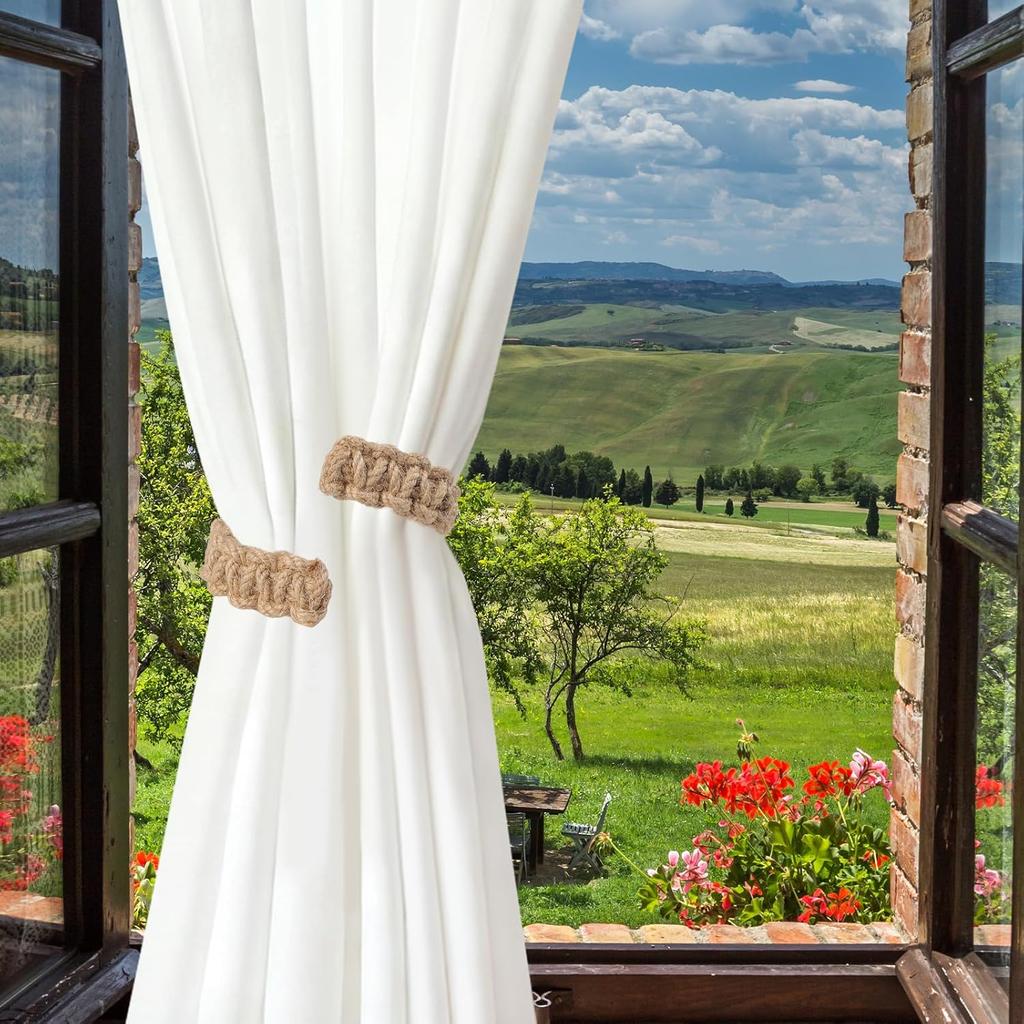 4Pcs Bohemian Braided Curtain Hooks Outdoor Curtain Tiebacks Curtain Ties Elegant Rustic Curtain Holdbacks Tie Backs Accessories Suitable for Home
