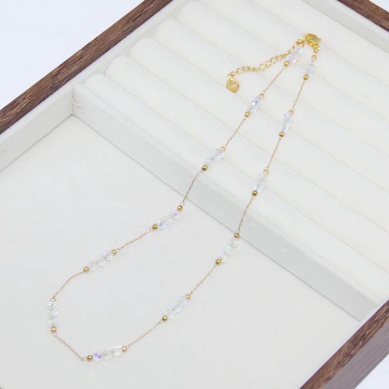 Wysokiej klasy stal nierdzewna naszyjnik z zielonymi cyrkoniami