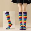 Halloween Socks Pure Cotton Rainbow Striped Socks Women's Summer Deodorant Knee Stockings Dance Socks