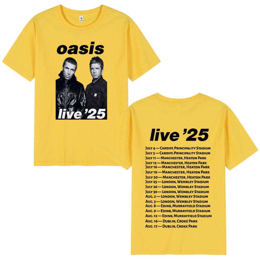 Rock Band O-Oasis Live 25 Tour T-Shirts Mens Women Summer Casual O-Neck Short Sleeve T Shirt Fans Gift Fashion Vintage Tee Shirt