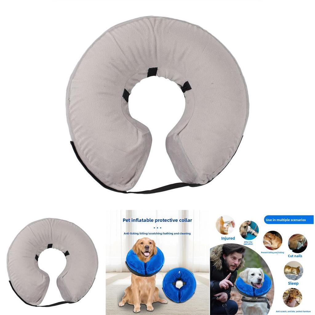 Adjustable Inflatable Dog Neck Ring With Pvc Material For Antilick And Grooming Support