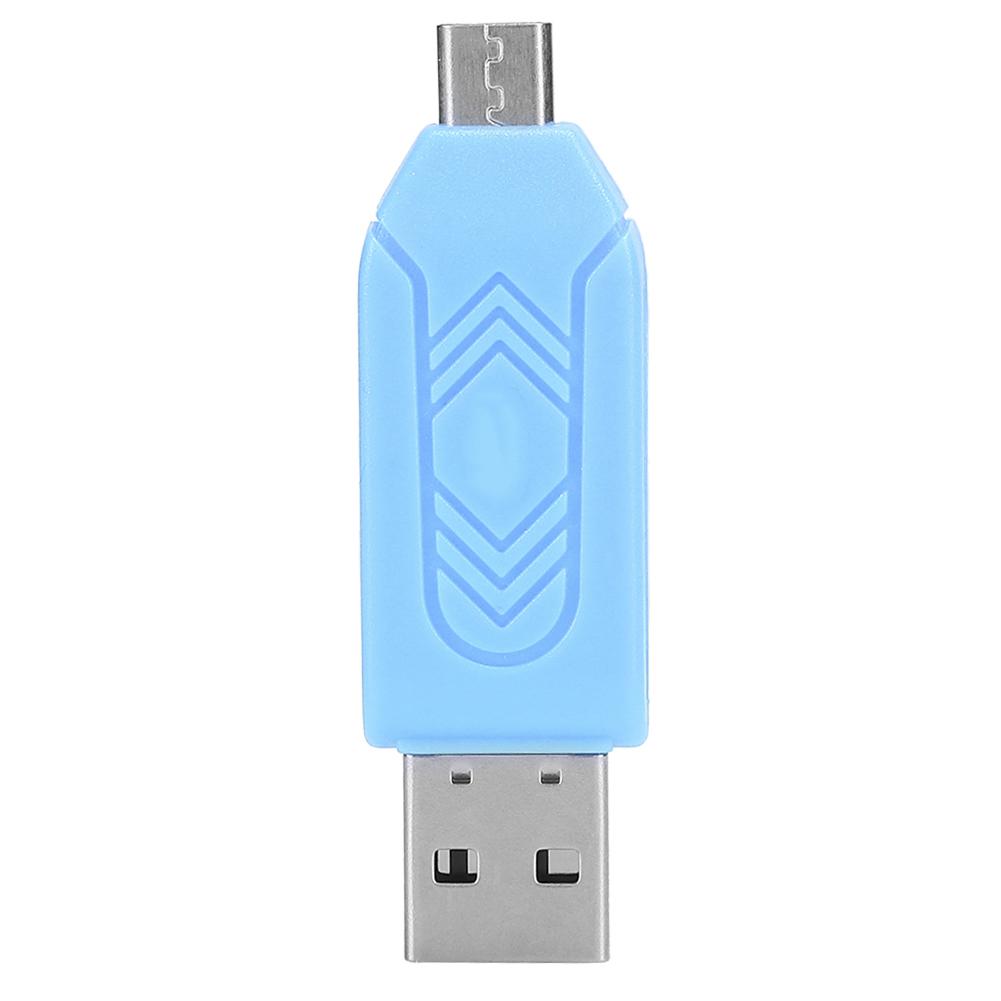 5Pcs USB2.0 Mobile Phone Computer Dual Use for OTG Card Reader Support for Android Xiaomi(Blue )