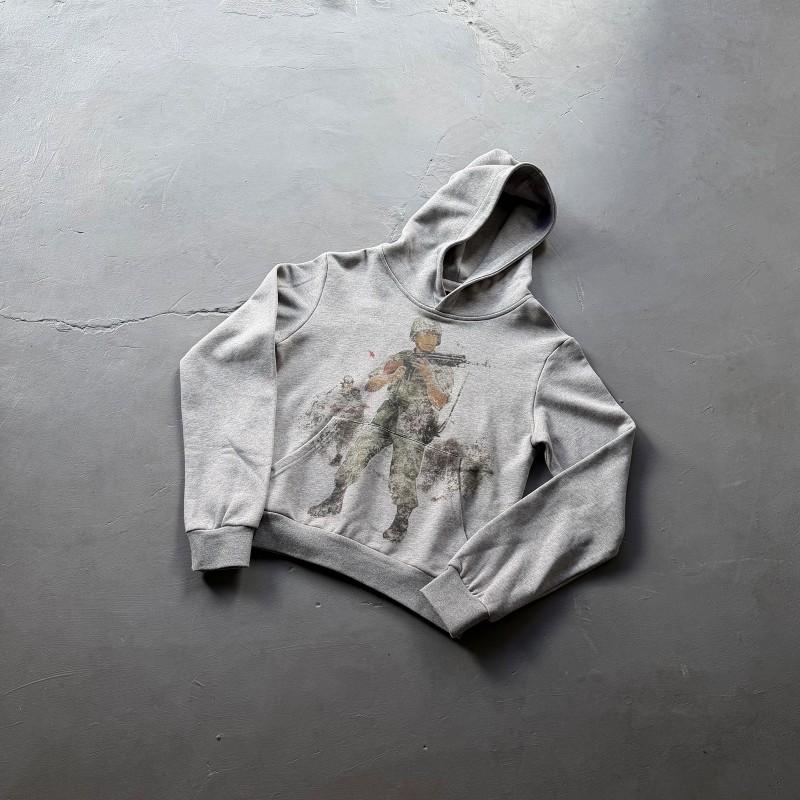 Mens Heavyweight Hooded Sweatshirt With Cross
