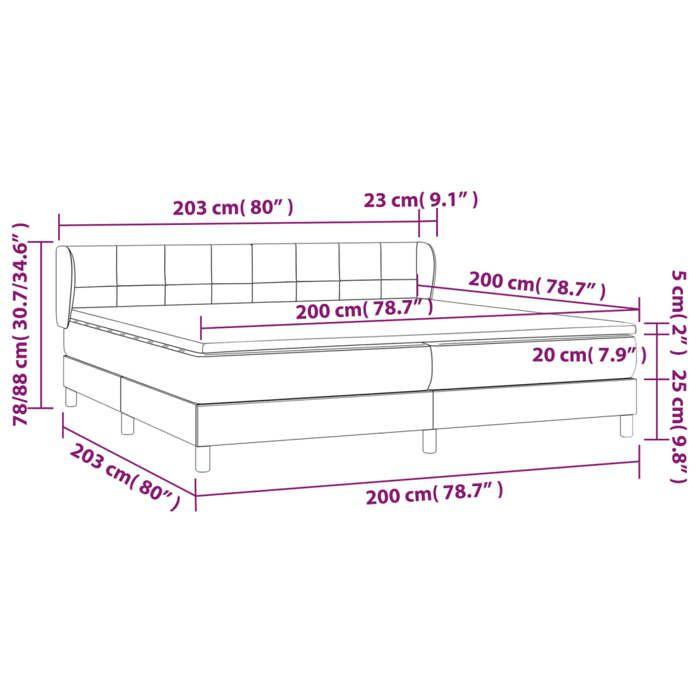 3126273 vidaXL Lit à sommier tapissier avec matelas Taupe 200x200 cm Tissu