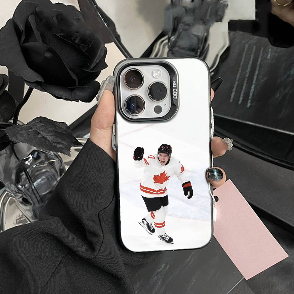 Custodia per Telefono Macklin Celebrini San Jose Sharks per iPhone 17,16,15,14,13,12,Pro MAX Nera Opaca Cover Antiurto