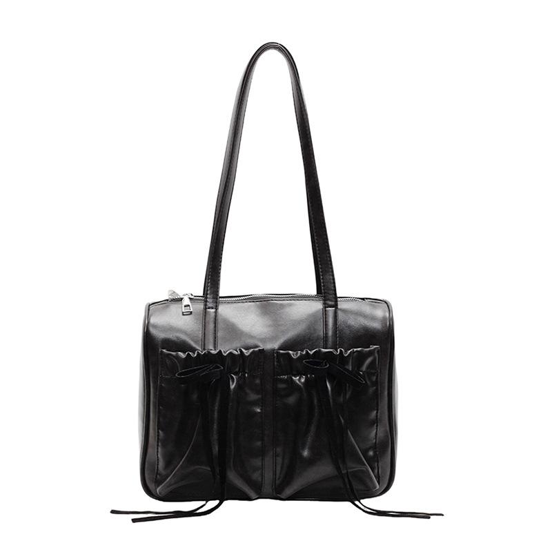 

Сумка-тоут Commuter Vintage Underarm Bag женская с бантом и двумя карманами Большая вместительная сумка через плечо чёрный