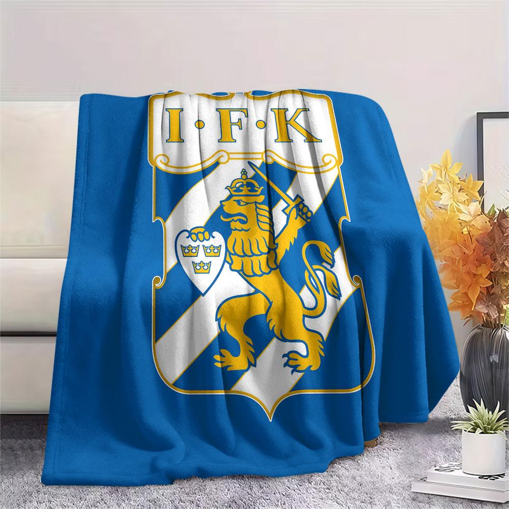 Coperta in Flanella Stampata IFK Goteborg, morbido plaid per camera da letto divano, lavabile, merchandising per tifosi di calcio, ottimo regalo.