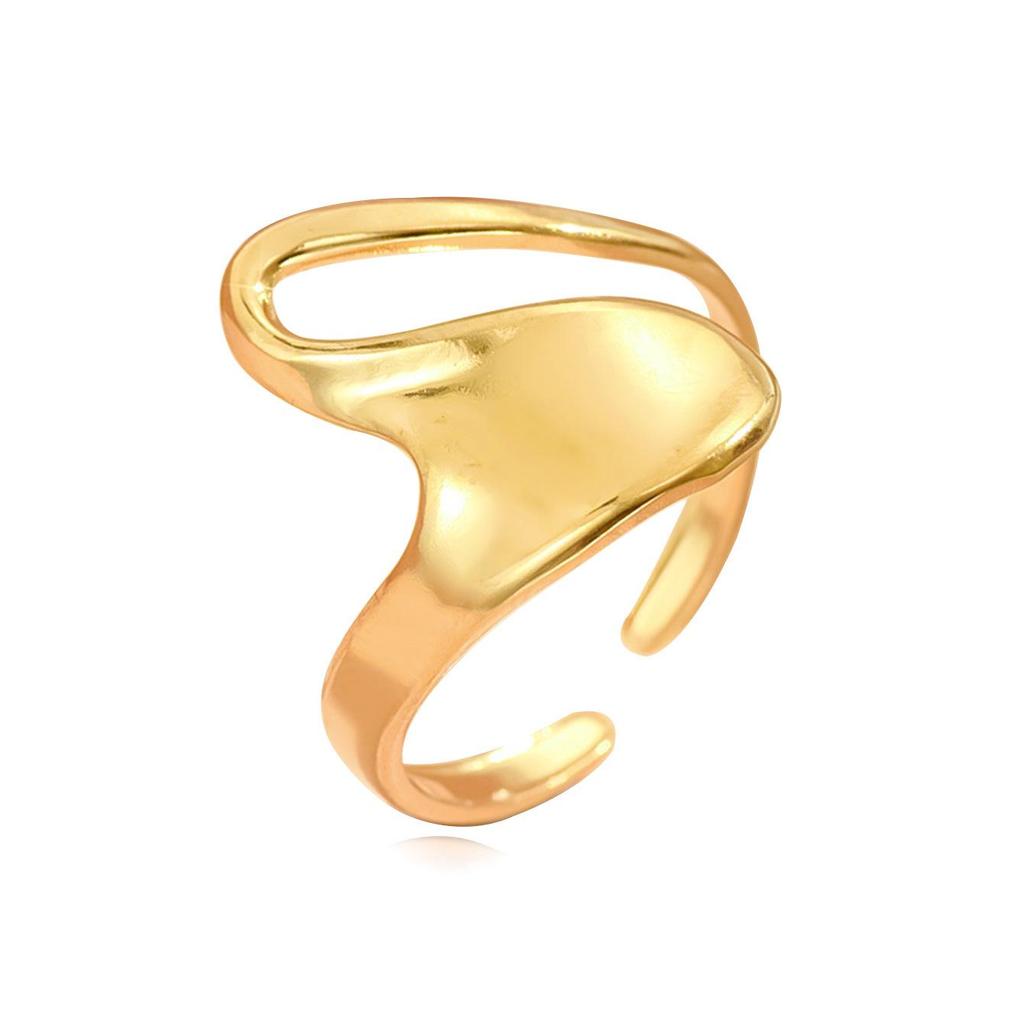 European Artistic Irregular Curve Stainless Steel Adjustable Ring