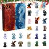 Festliche Wohnkultur Weihnachtsdrache Adventskalender, 24 Tage 2D Flache Acryl-Anhänger Geburtstagsgeschenk für Kinder Countdown Fantasy Hängend