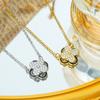 Diamond-inlaid Rotating Four-leaf Clover Necklace Simple and Versatile Clavicle Chain Necklace