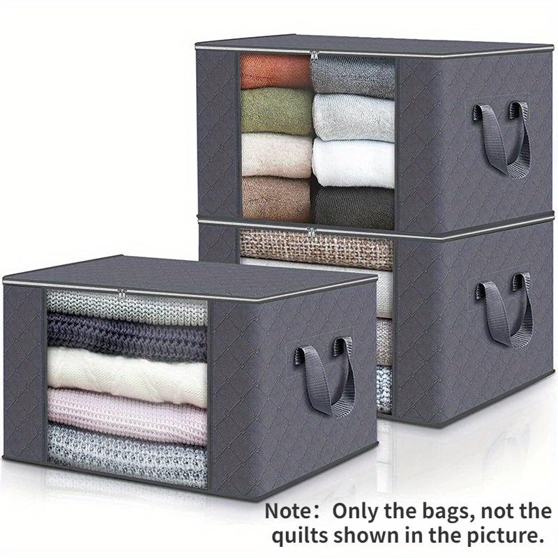 1Pc Portable Large Capacity Quilt Storage Bags Quilted Clothes Organizer with Visual Window, Perfect Home Finishing Storage Bag