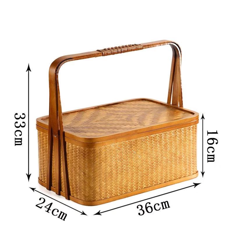 

Handcrafted Bamboo Woven Double-Tier Food Basket