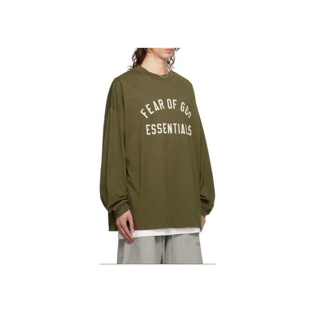 Fear of God Essentials Jersey Long-Sleeve Tee Military Men Tops Green 125BT244205F