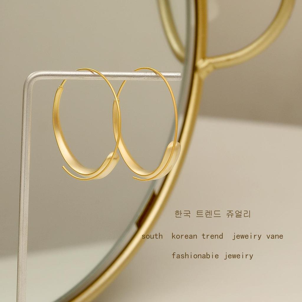 Women's Trendy Matte Hoop Earrings: Designer Retro Hong Kong Style with European, American, and Korean Minimalist Fashion.