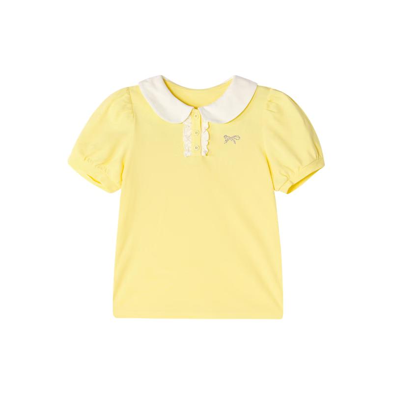 Deesha Girls' Doll Collar Puff Sleeve T-Shirt
