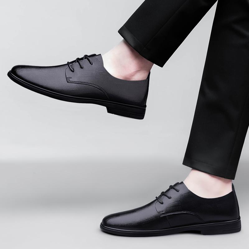 Fashion 2025 New Fashion Men Dress Shoes Men Genuine Leather Oxfords Shoes Casual Lace-up Formal Footwear Business Men's Wedding Shoes