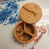 3-Compartment Wood Spice Box Swivel Lid Kitchen Condiment Pots  Cooking Seasoning