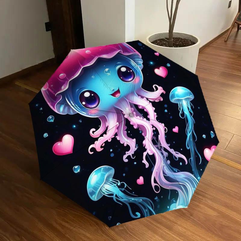 1pc Magical Jellyfish Adventure Umbrella with Plastic Handle,Suitable for All Seasons Home Travel Outdoor UmbrellaDD293