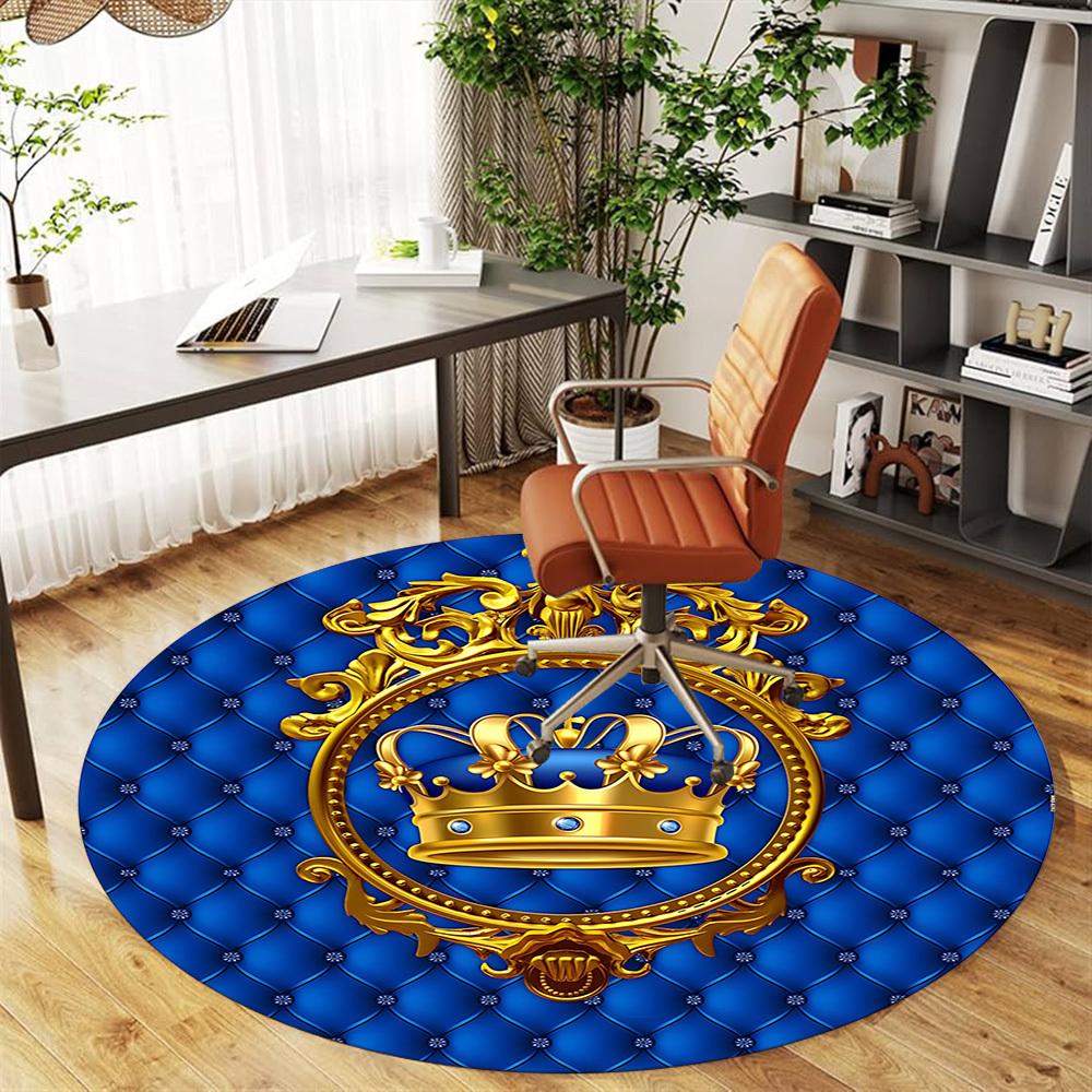 1pc Crown Royal Round Chair mat Area Rug - Non-Slip, Floor Mat for Office, Bedroom, and Indoor Decor c1125591
